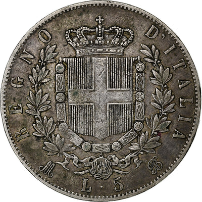 Italia, 
            
               Vittorio Emanuele II, 
            
               5 Lire