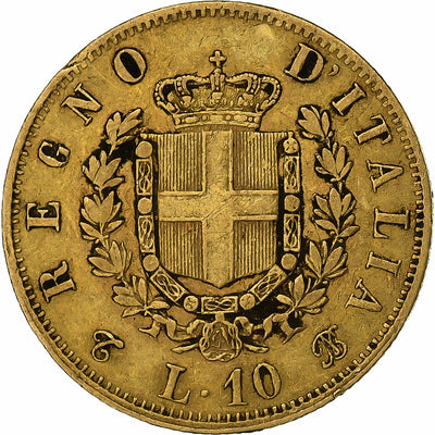 Italia, 
            
               Vittorio Emanuele II, 
            
               10 Lire