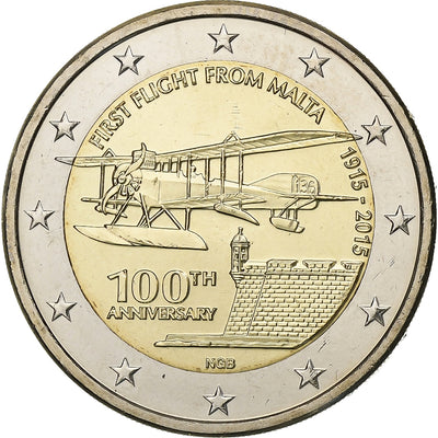 Malta, 
            
               2 Euro, 
            
               100ème anniversaire du 1er Vol