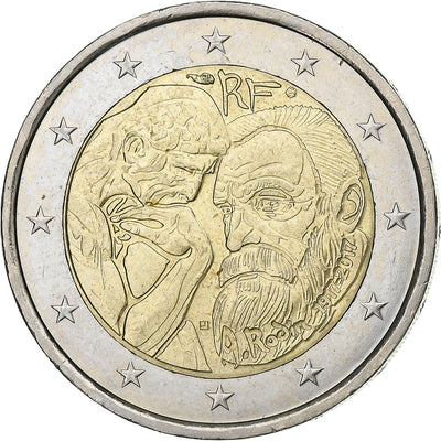 Francia, 
            
               2 Euro, 
            
               Centenaire du décès d'Auguste Rodin