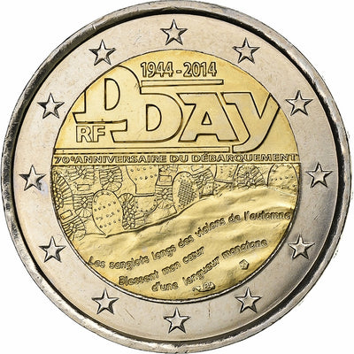 Francia, 
            
               2 Euro, 
            
               70e Anniversaire du Débarquement de Normandie D-DAY