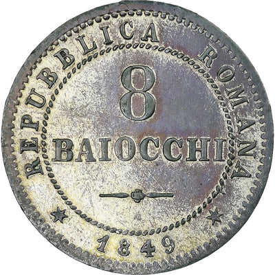 Italia, 
            
               ROMAN REPUBLIC, 
            
               8 Baiocchi