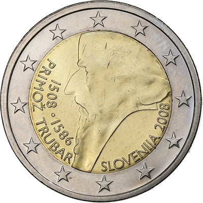 Slovenia, 
            
               2 Euro, 
            
               Primož Trubar