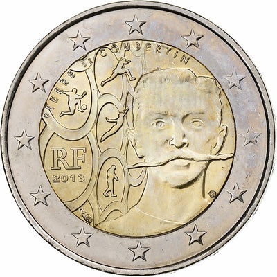 Francia, 
            
               2 Euro, 
            
               Pierre de Coubertin