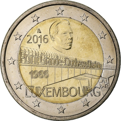 Lussemburgo, 
            
               2 Euro, 
            
               50 Years of Grand Duchess Charlotte Bridge