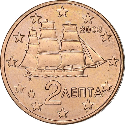 Grecia, 
            
               2 Euro Cent, 
            
               2008