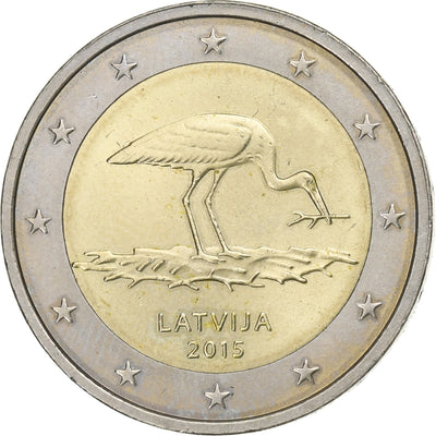 Lettonia, 
            
               2 Euro, 
            
               Cigogne