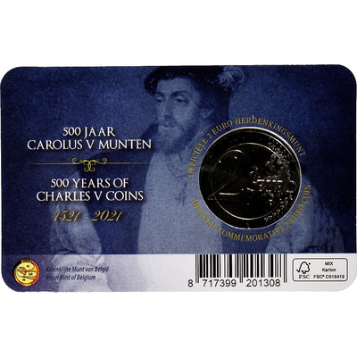 Belgio, 
            
               2 Euro, 
            
               Charles Quint