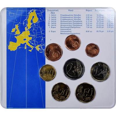 Grecia, 
            
               Set 1 ct. - 2 Euro, 
            
               Coin card.FDC