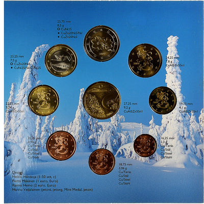 Finlandia, 
            
               Set 1 ct. - 2 Euro + Token, 
            
               FDC