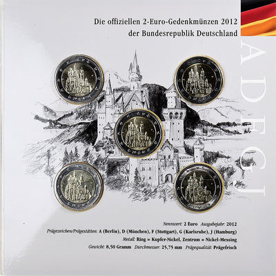 Germania, 
            
               2€ x 5, 
            
               Neuschwanstein Castle