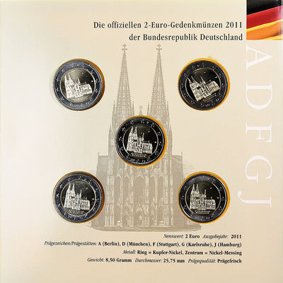 Germania, 
            
               2€ x 5, 
            
               Kölner Dom