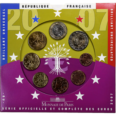 Francia, 
            
               1 Cent to 2 Euro, 
            
               BU