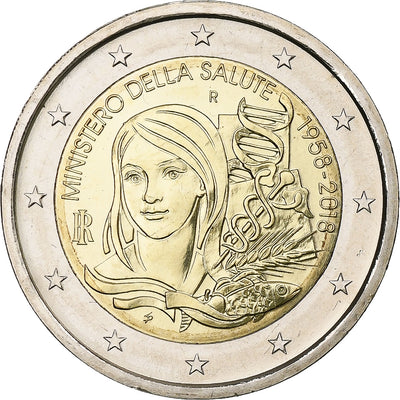 Italia, 
            
               2 Euro, 
            
               60ème anniversaire du Ministère de la santé