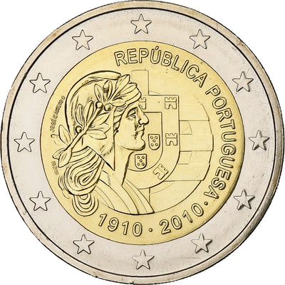 Portogallo, 
            
               2 Euro, 
            
               100 République Portugaise