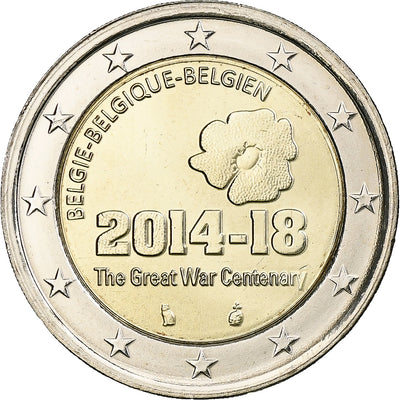 Belgio, 
            
               2 Euro, 
            
               First World War Centenary