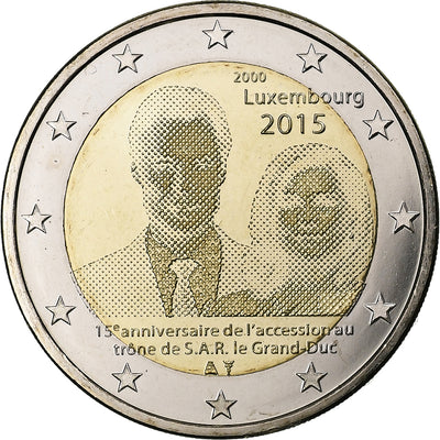 Lussemburgo, 
            
               2 Euro, 
            
               15th Anniversary - Accession to the Luxembourg Throne