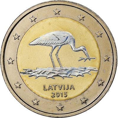 Lettonia, 
            
               2 Euro, 
            
               Black Stork