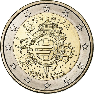 Slovenia, 
            
               2 Euro, 
            
               10 Years of Euros Cash