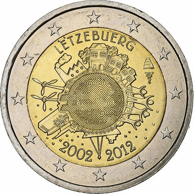 Lussemburgo, 
            
               2 Euro, 
            
               10 Years of Euros Cash