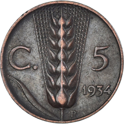 Italia, 
            
               5 Centesimi, 
            
               1934