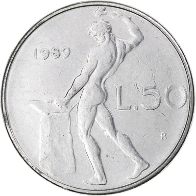 Italia, 
            
               50 Lire, 
            
               1989