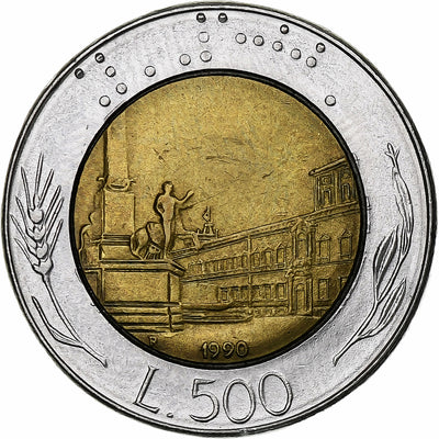 Italia, 
            
               500 Lire, 
            
               1990